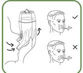 Exhale slowly through the device